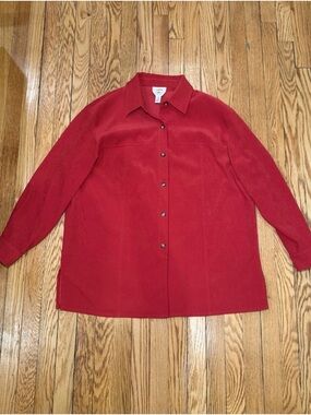 Charter Club Red Long-Sleeve Button-Down Shirt
